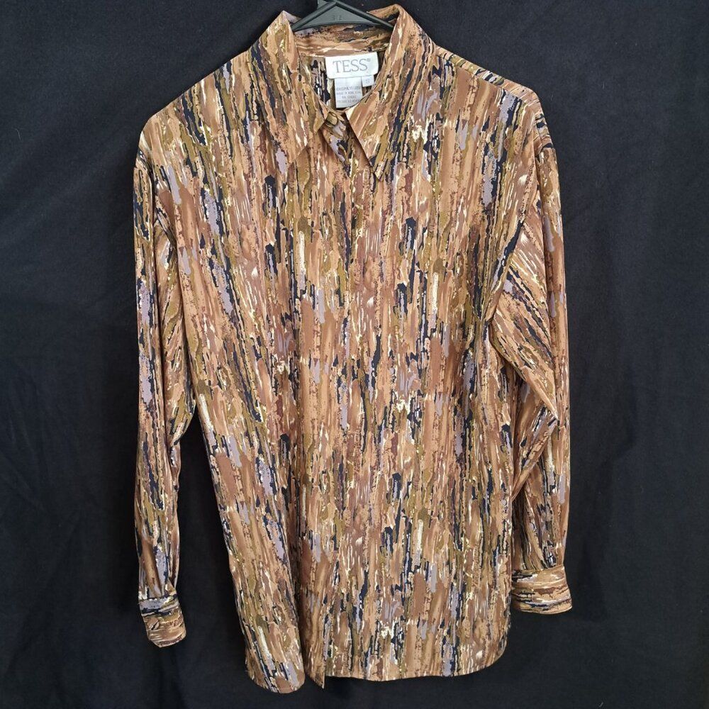 Tess Multicolored Long Sleeve Women's Blouse (Size S) (100% Polyester)